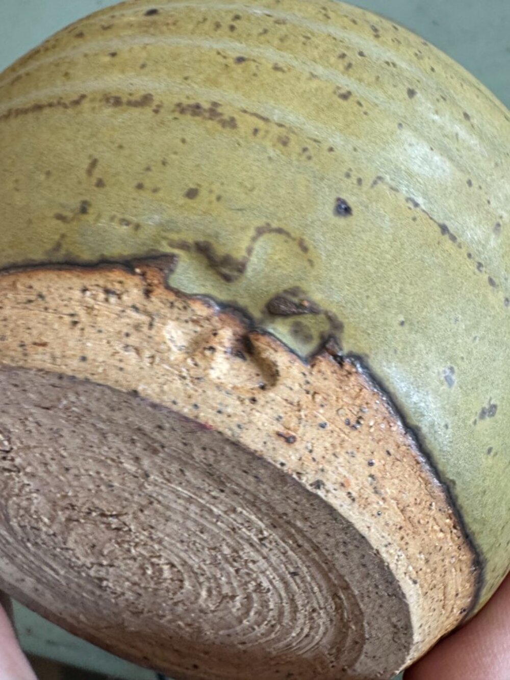 Handcrafted Stoneware Pottery Vase w Abstract Earth Tone Design Ribbed Texture - Picture 7 of 8